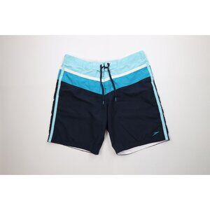 Vintage Y2K Speedo Mens XL Faded Striped Color Block Lined Shorts Swim Trunks